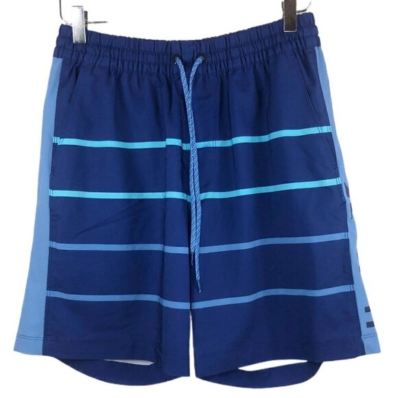 Hurley Blue Stripes Printed 18” Deep Sea Dunes Volley Swim Shorts Men's Size M - Picture 1 of 3